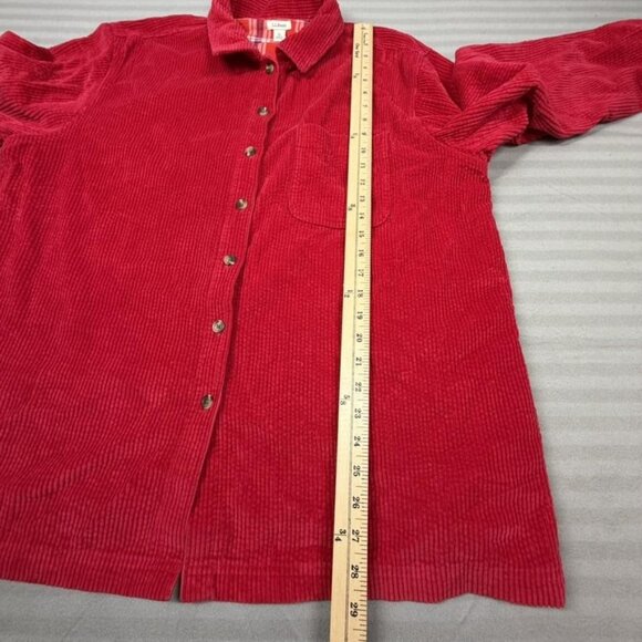 L.L.Bean Corduroy Shirt Mens XL Red Plaid Lined Button Front Shacket - Picture 7 of 10